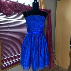 JUSTICE GIRLS POLKA DOT BLUE SPARKLE DRESS